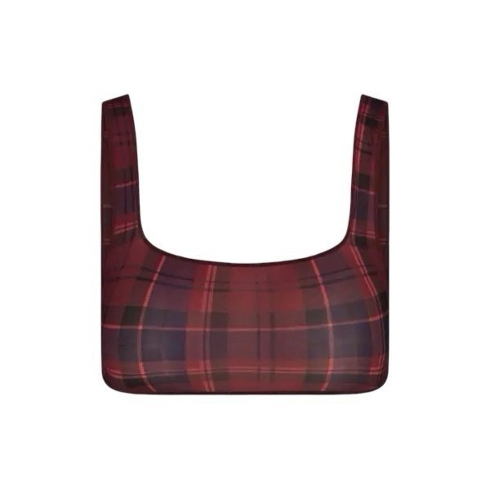 Skims Silky Sheer Intimates Scoop Bralette Merlot Navy Plaid SP-SCP-6280W 3XL - Picture 1 of 5